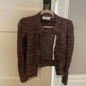Plaid lasercut thin jacket